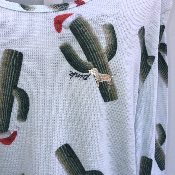 PINK Victoria's Secret cactus Christmas shirt long sleeve top size large… - Picture 2 of 6